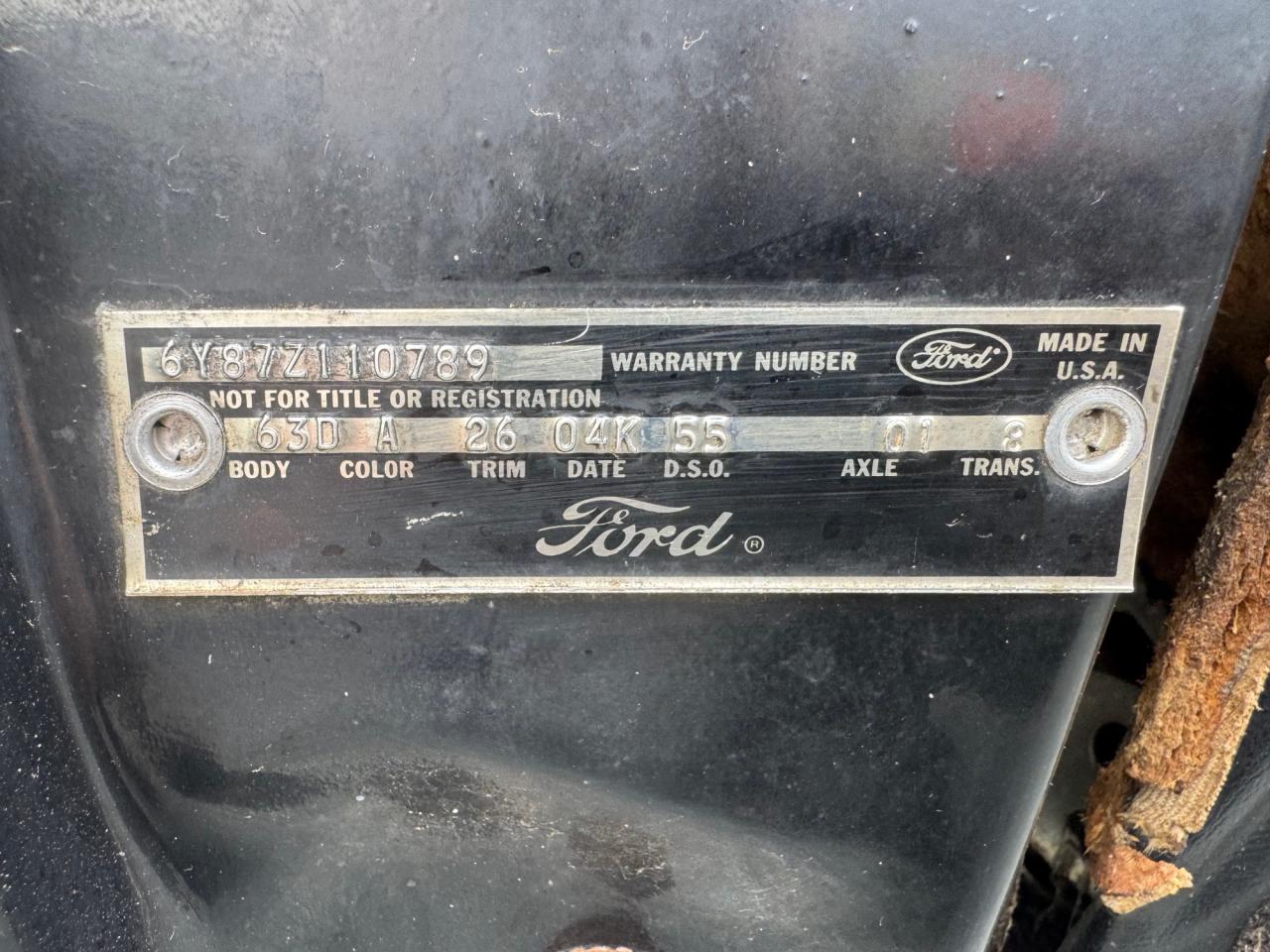 1966 Ford Thunderbir VIN: 6X87Z110789 Lot: 93508195