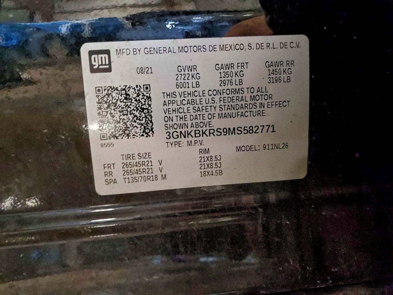 2021 Chevrolet Blazer Rs VIN: 3GNKBKRS9MS582771 Lot: 93969835