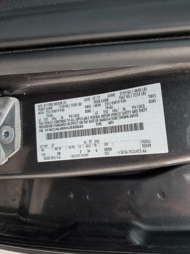 2017 Ford Escape Titanium VIN: 1FMCU9J90HUE65820 Lot: 90631635