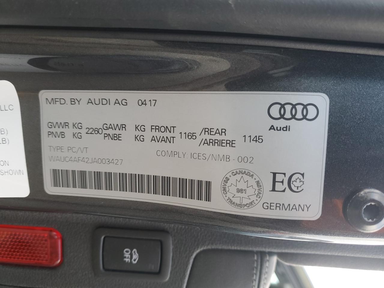 2018 Audi S4 Prestige VIN: WAUC4AF42JA003427 Lot: 91255195