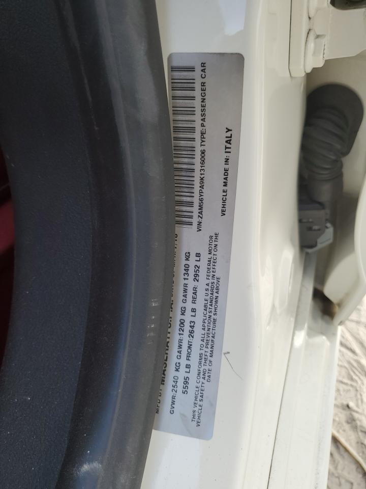 2019 Maserati Quattroporte S VIN: ZAM56YPA9K1316006 Lot: 92181715