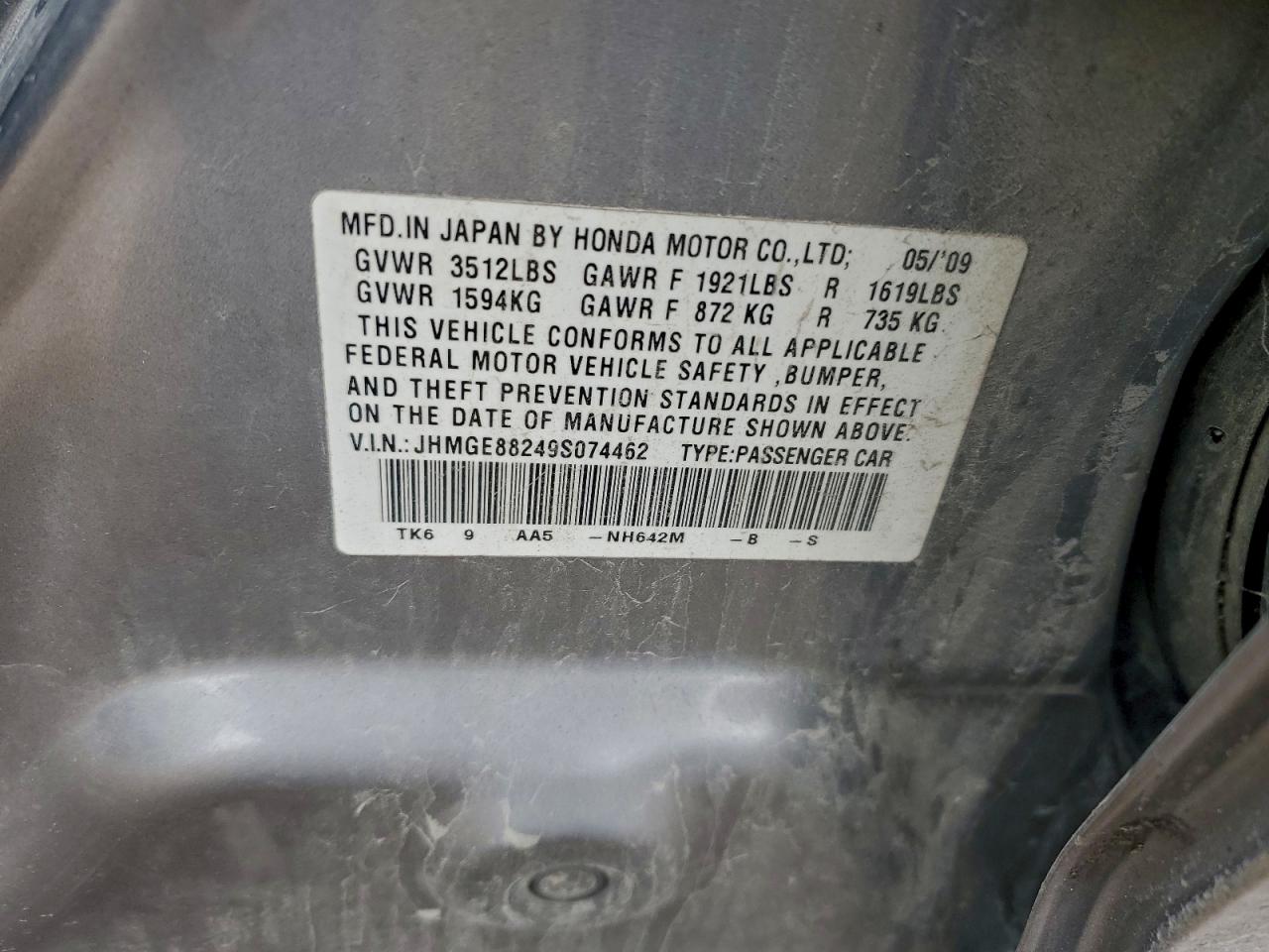 2009 Honda Fit VIN: JHMGE88249S074462 Lot: 91700985