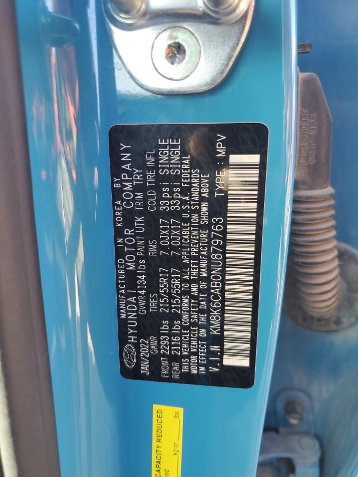 2022 Hyundai Kona Sel VIN: KM8K6CAB0NU879763 Lot: 92237385