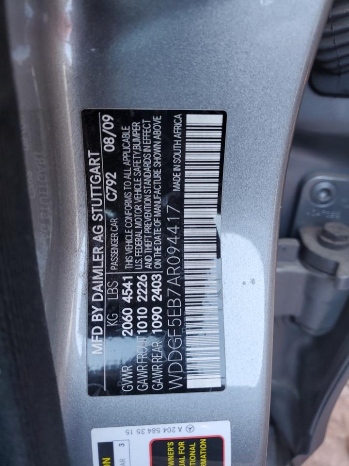 2010 Mercedes-Benz C 300 VIN: WDDGF5EB7AR094417 Lot: 92425175