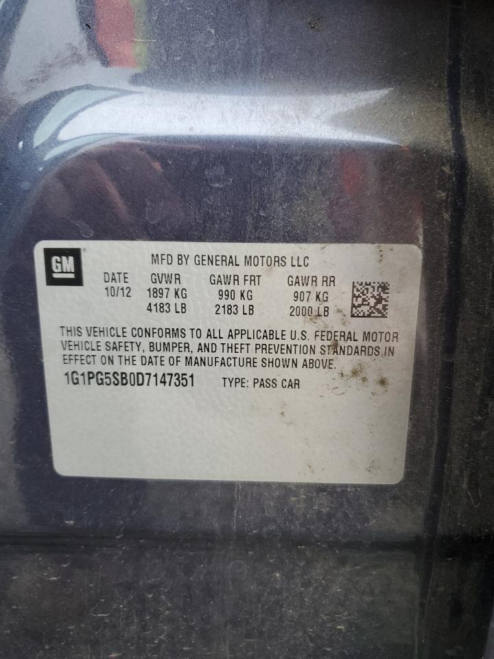 2013 Chevrolet Cruze Ltz VIN: 1G1PG5SB0D7147351 Lot: 92324195