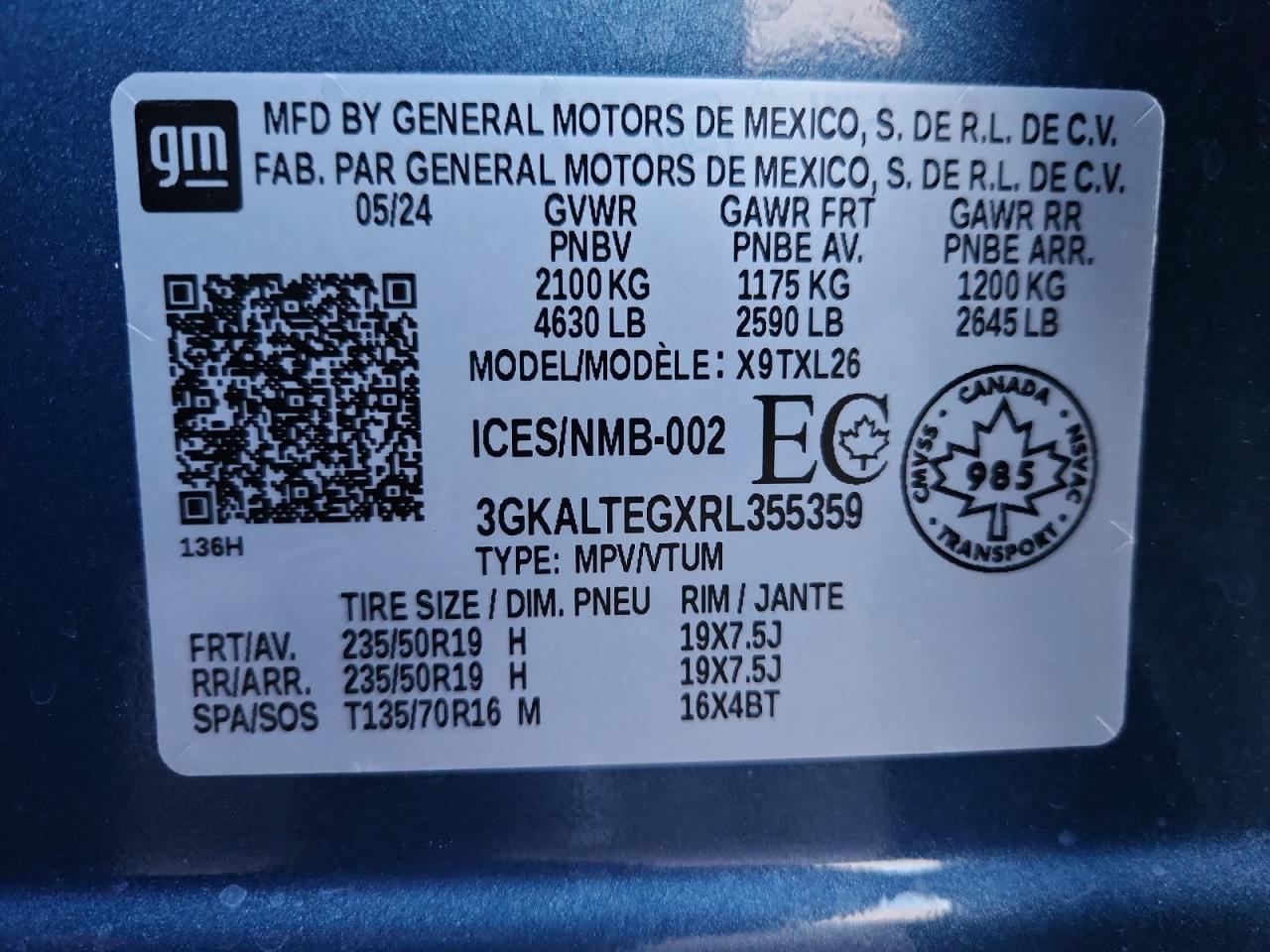 2024 GMC Terrain Sle VIN: 3GKALTEGXRL355359 Lot: 92307105