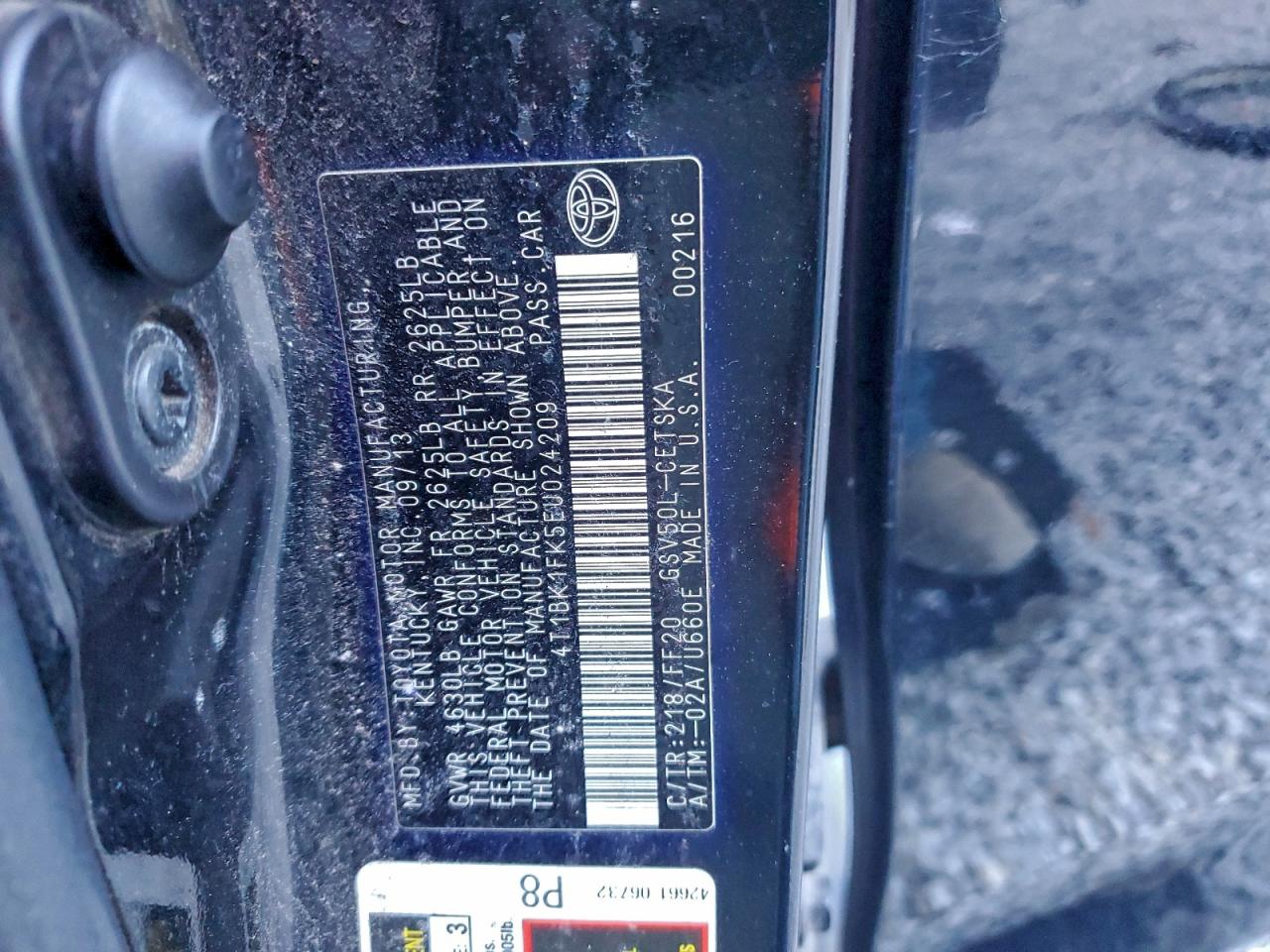 2014 Toyota Camry Se VIN: 4T1BK1FK5EU024209 Lot: 94521705