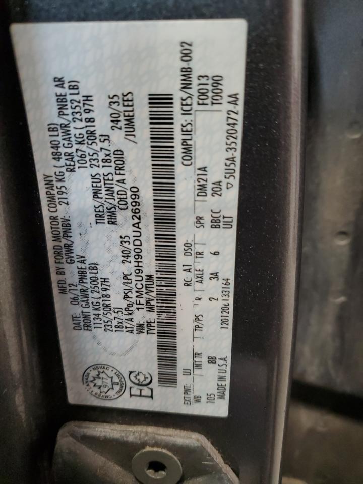 2013 Ford Escape Sel VIN: 1FMCU9H90DUA26990 Lot: 91267585