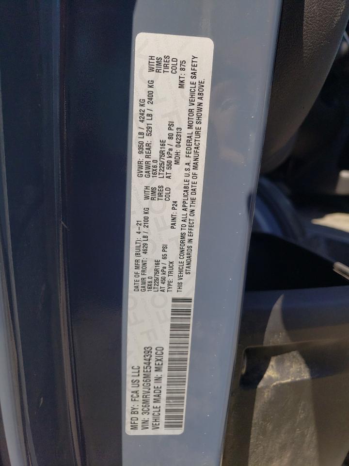 2021 Ram Promaster 3500 Delivery Van VIN: 3C6MRVJG6ME544393 Lot: 90461865