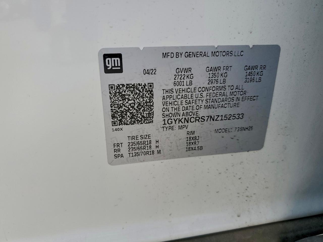 2022 Cadillac Xt5 Premium Luxury VIN: 1GYKNCRS7NZ152533 Lot: 93133345