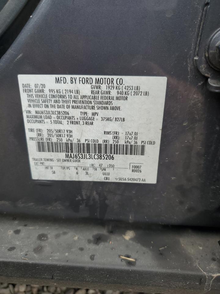 2020 Ford Ecosport Ses VIN: MAJ6S3JL3LC385206 Lot: 93681265