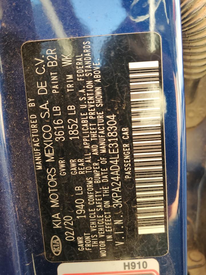 2020 Kia Rio Lx VIN: 3KPA24AD4LE318304 Lot: 93339145