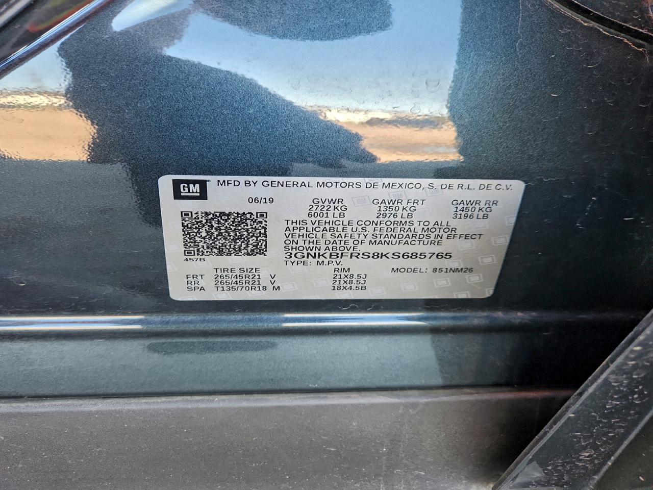 2019 Chevrolet Blazer Premier VIN: 3GNKBFRS8KS685765 Lot: 94564875