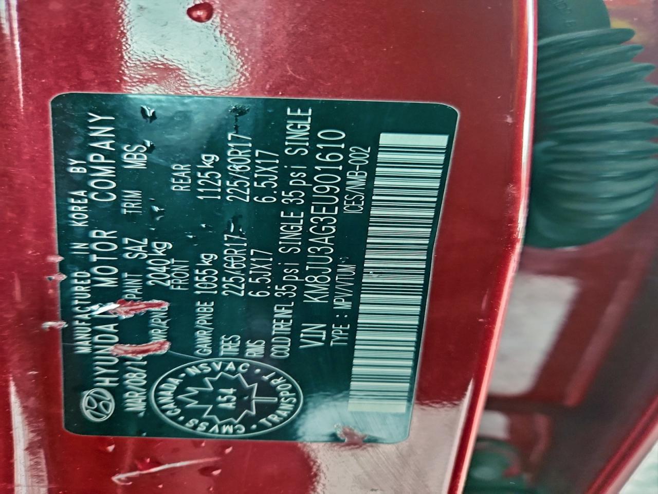 2014 Hyundai Tucson Gls VIN: KM8JU3AG3EU901610 Lot: 92749045