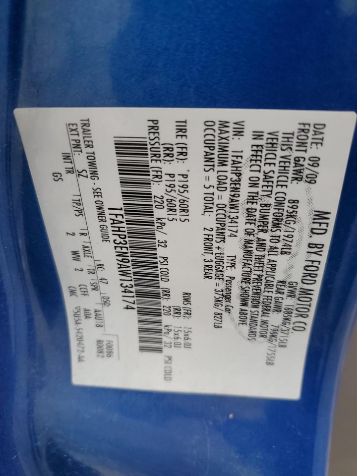 2010 Ford Focus S VIN: 1FAHP3EN9AW134174 Lot: 93282935