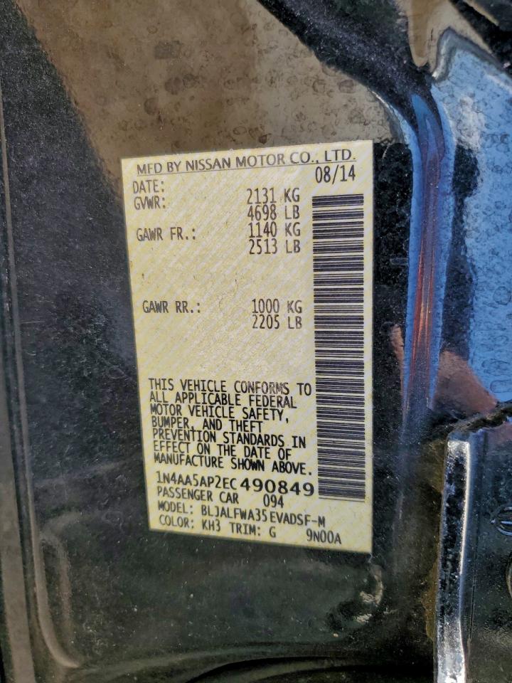 2014 Nissan Maxima S VIN: 1N4AA5AP2EC490849 Lot: 94298395