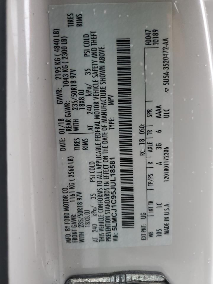 2018 Lincoln Mkc Premiere VIN: 5LMCJ1C95JUL18581 Lot: 93657495