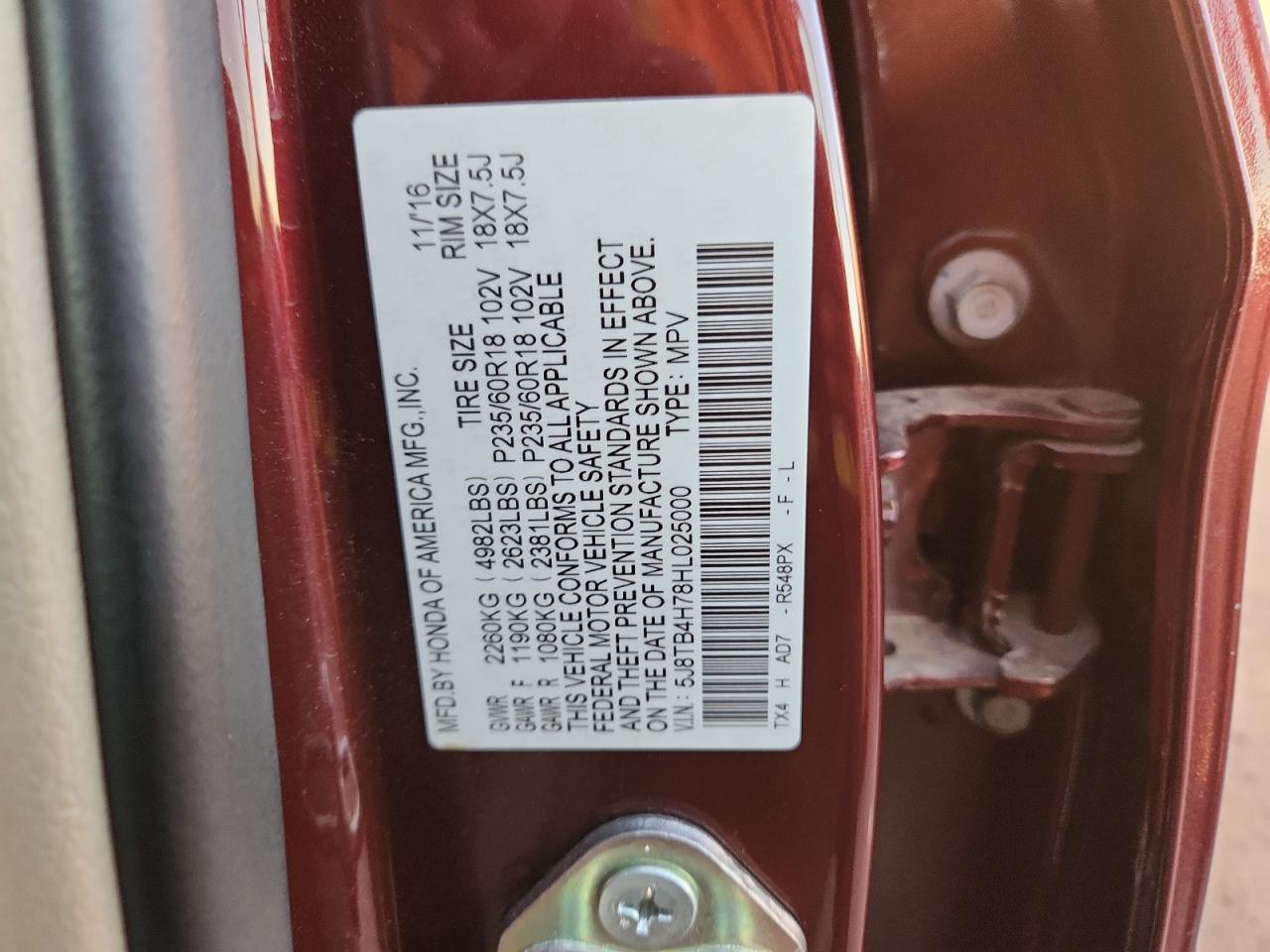 2017 Acura Rdx Advance VIN: 5J8TB4H78HL025000 Lot: 92124695