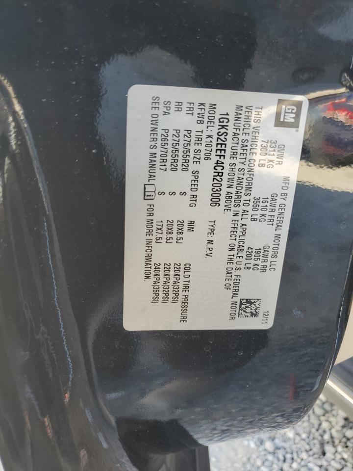 2012 GMC Yukon Denali VIN: 1GKS2EEF4CR203006 Lot: 91291465