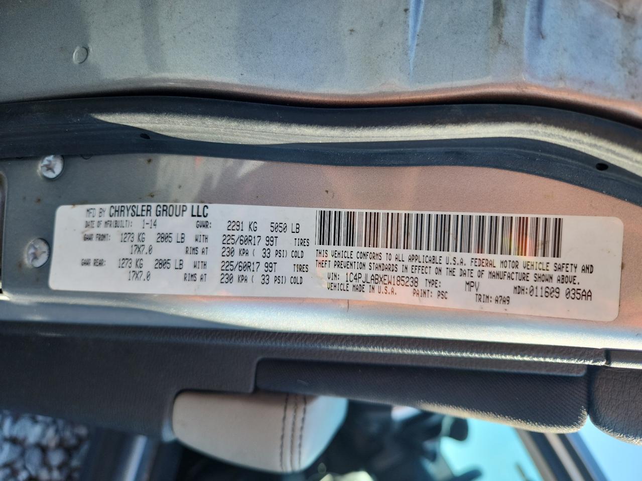 2014 Jeep Cherokee Sport VIN: 1C4PJLABXEW185238 Lot: 93842075