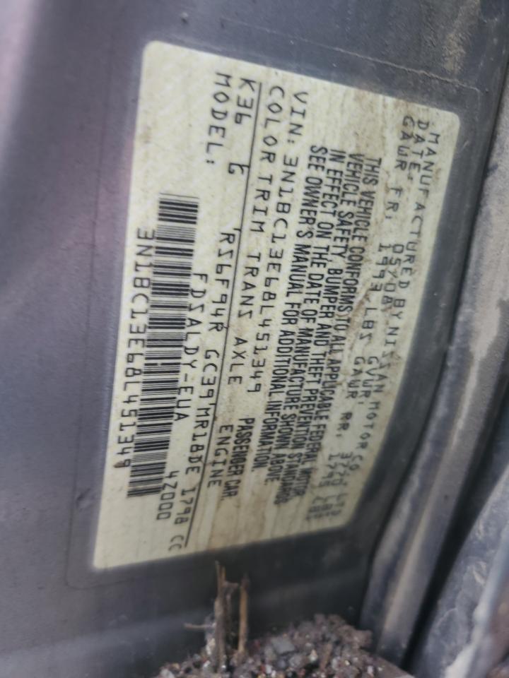 2008 Nissan Versa S VIN: 3N1BC13E68L451349 Lot: 91813135