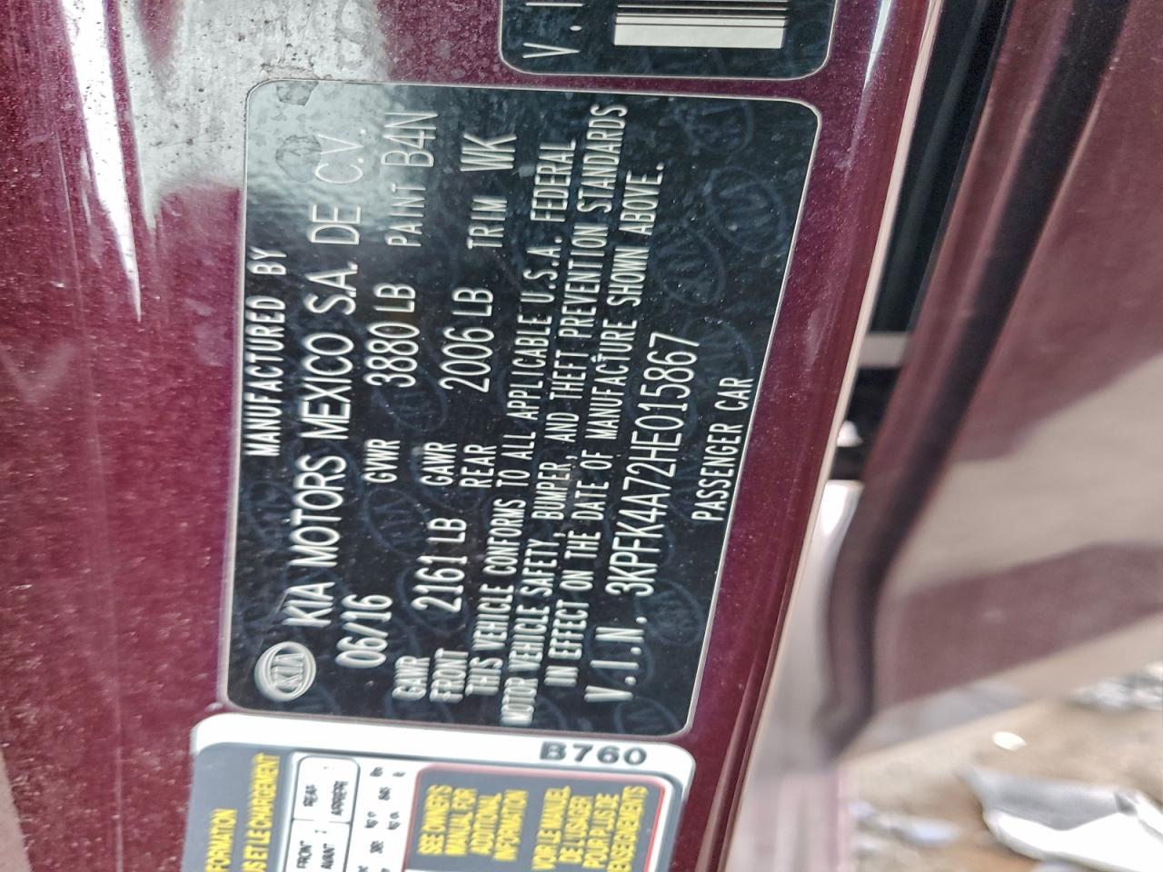 2017 Kia Forte Lx VIN: 3KPFK4A72HE015867 Lot: 94784005