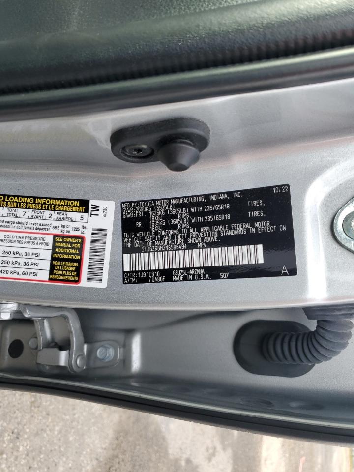 2022 Toyota Highlander Xle VIN: 5TDGZRBH3NS596494 Lot: 93393635