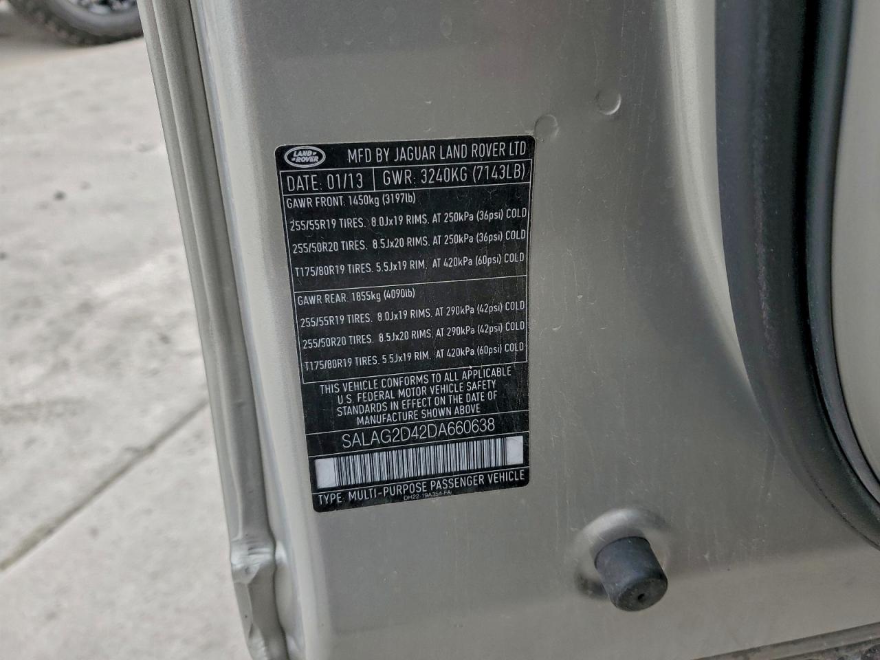 2013 Land Rover Lr4 Hse VIN: SALAG2D42DA660638 Lot: 94418545