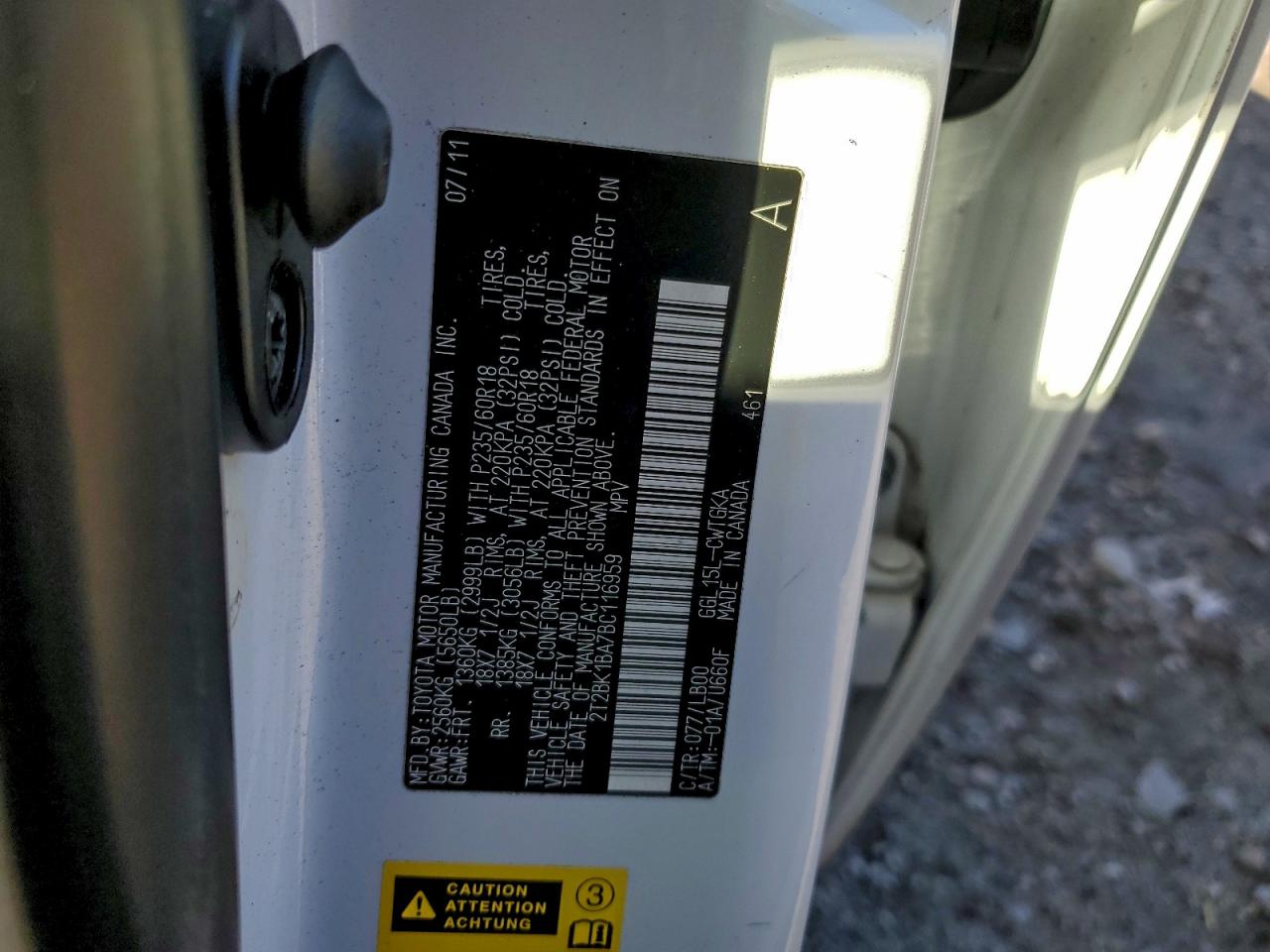 2011 Lexus Rx 350 VIN: 2T2BK1BA7BC116959 Lot: 94302575