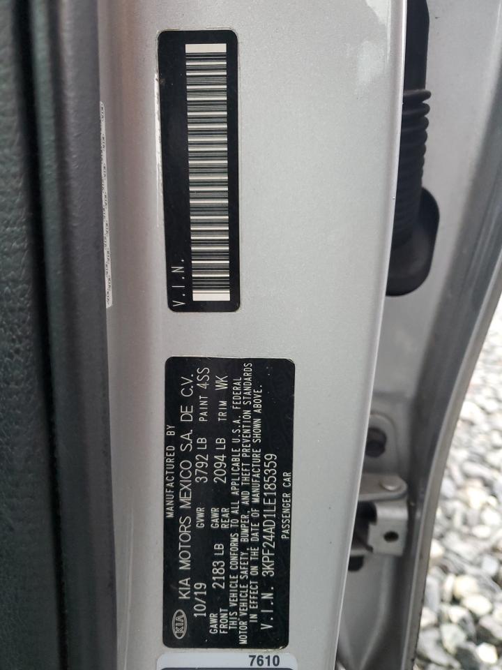 2020 Kia Forte Fe VIN: 3KPF24AD1LE185359 Lot: 92505435