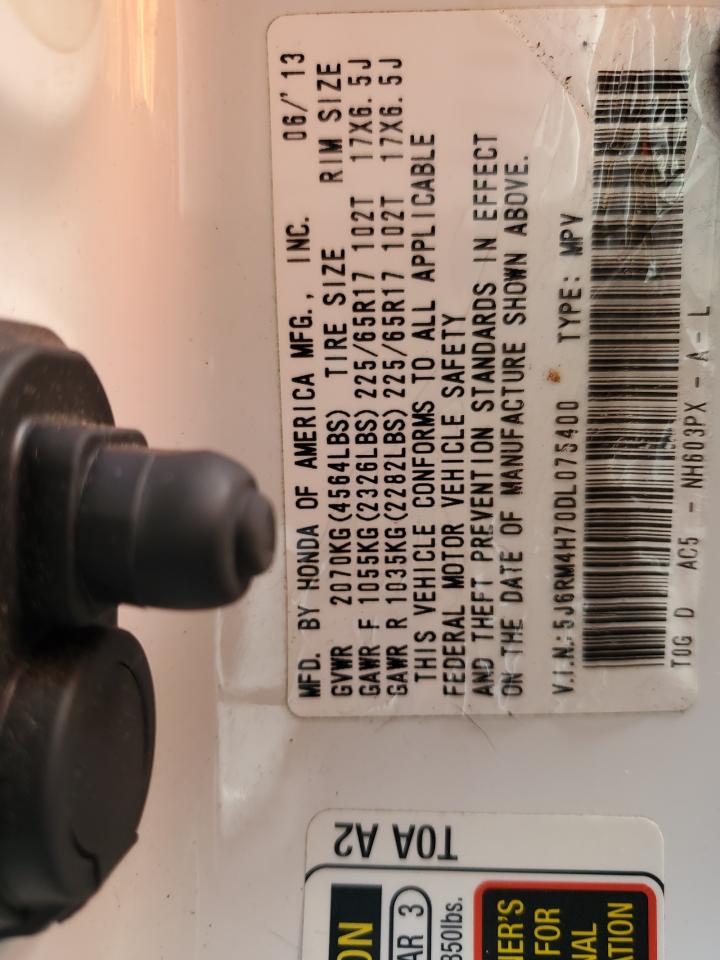 2013 Honda Cr-V Exl VIN: 5J6RM4H70DL075400 Lot: 92226035