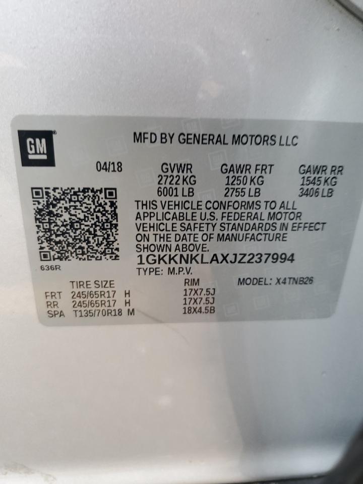 2018 GMC Acadia Sle VIN: 1GKKNKLAXJZ237994 Lot: 93462825