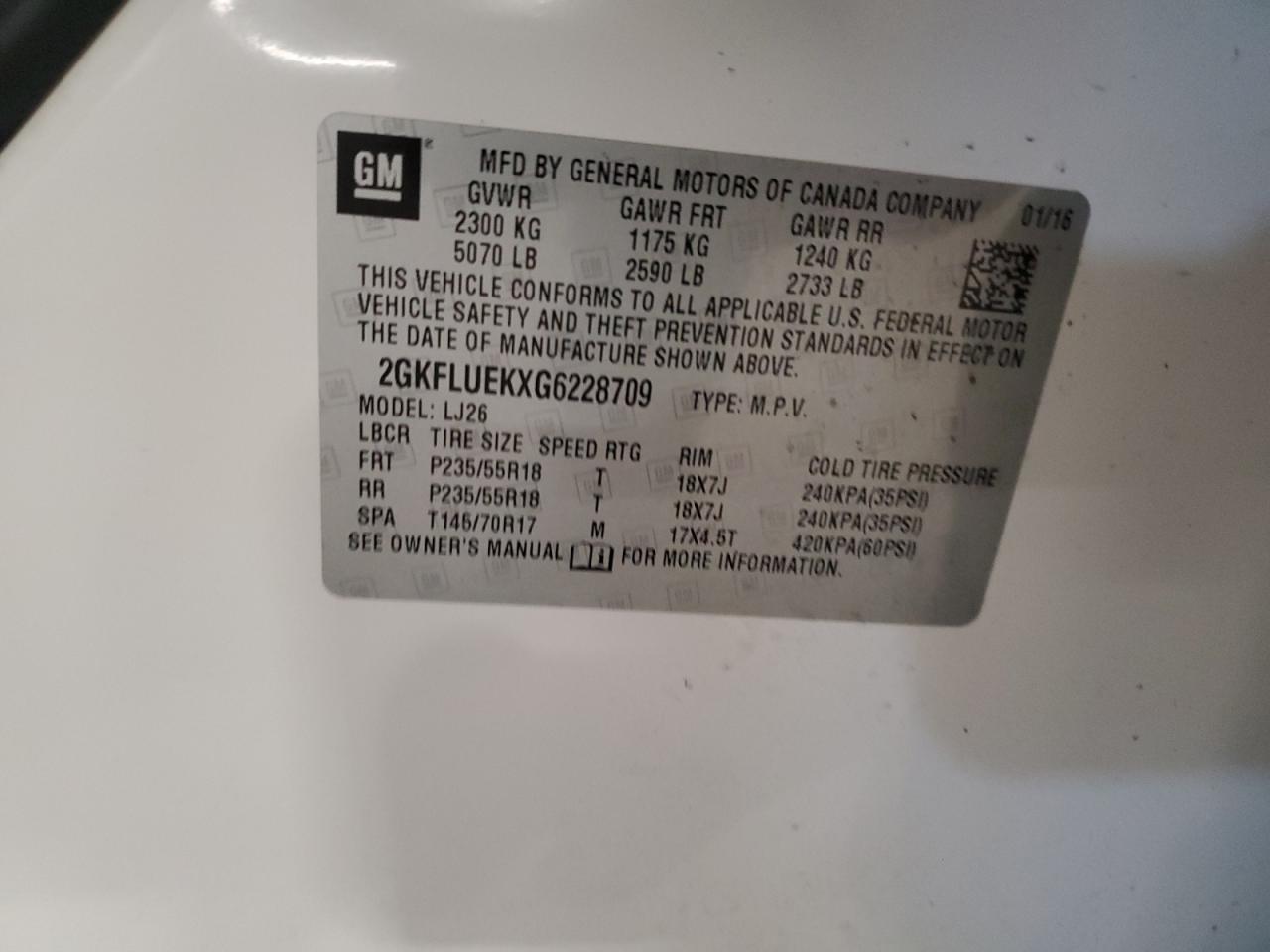 2016 GMC Terrain Slt VIN: 2GKFLUEKXG6228709 Lot: 93189285