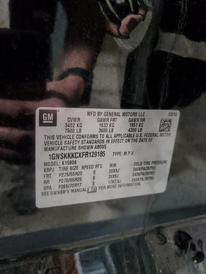 2015 Chevrolet Suburban K1500 Ltz VIN: 1GNSKKKCXFR129185 Lot: 90609555