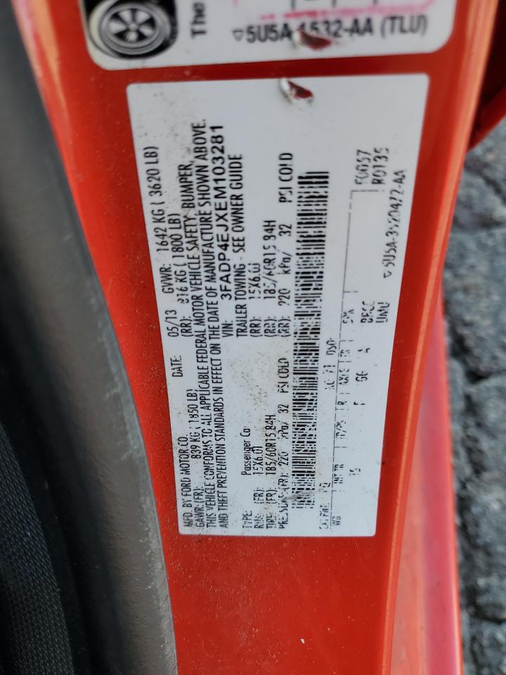 2014 Ford Fiesta Se VIN: 3FADP4EJXEM103281 Lot: 91282205