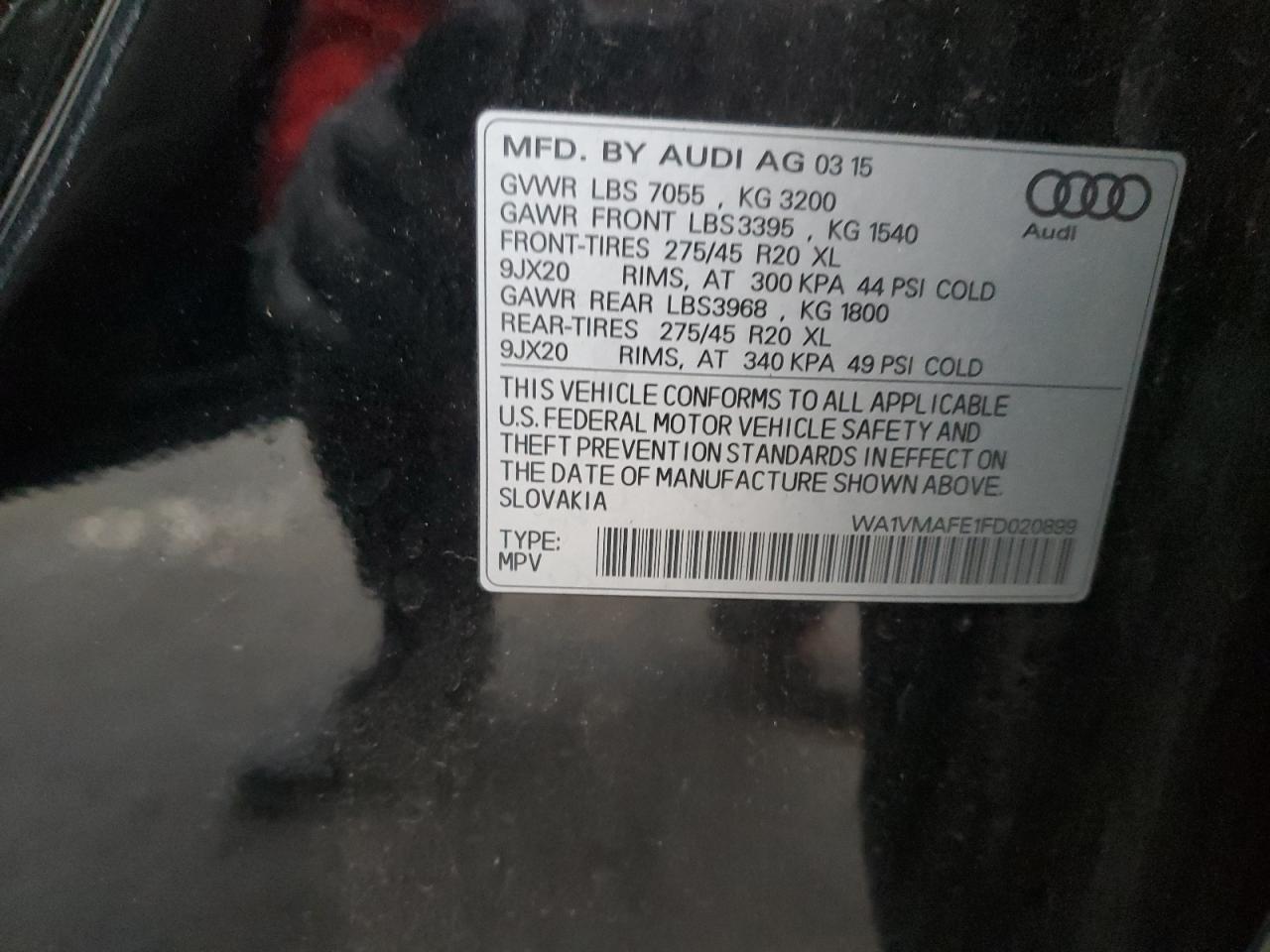 2015 Audi Q7 Tdi Prestige VIN: WA1VMAFE1FD020899 Lot: 91582335