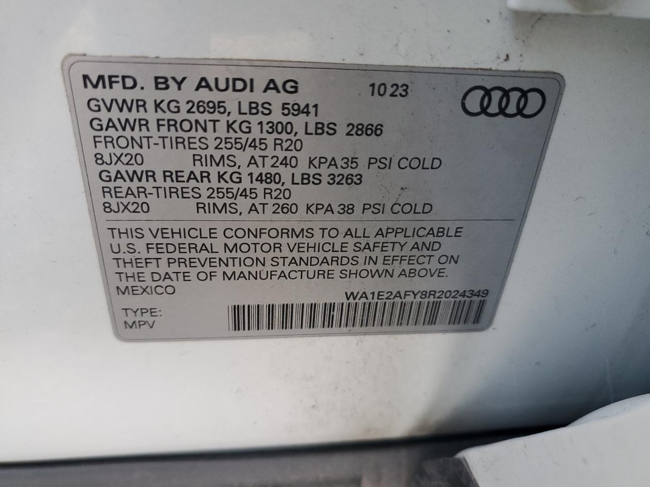 2024 Audi Q5 E Premium Plus 55 VIN: WA1E2AFY8R2024349 Lot: 92060425