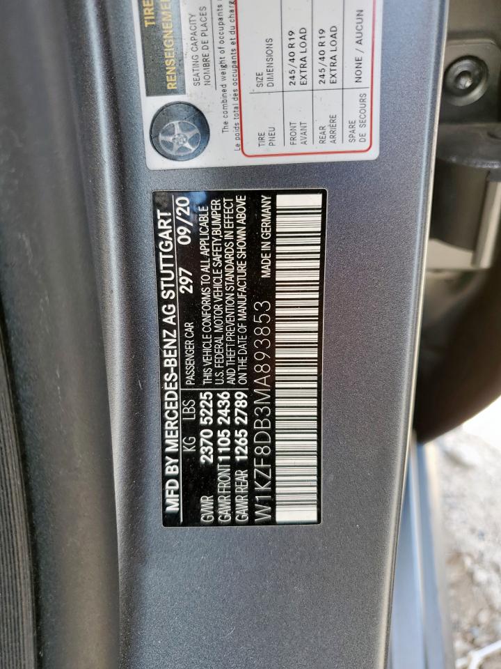 2021 Mercedes-Benz E 350 VIN: W1KZF8DB3MA893853 Lot: 91898535