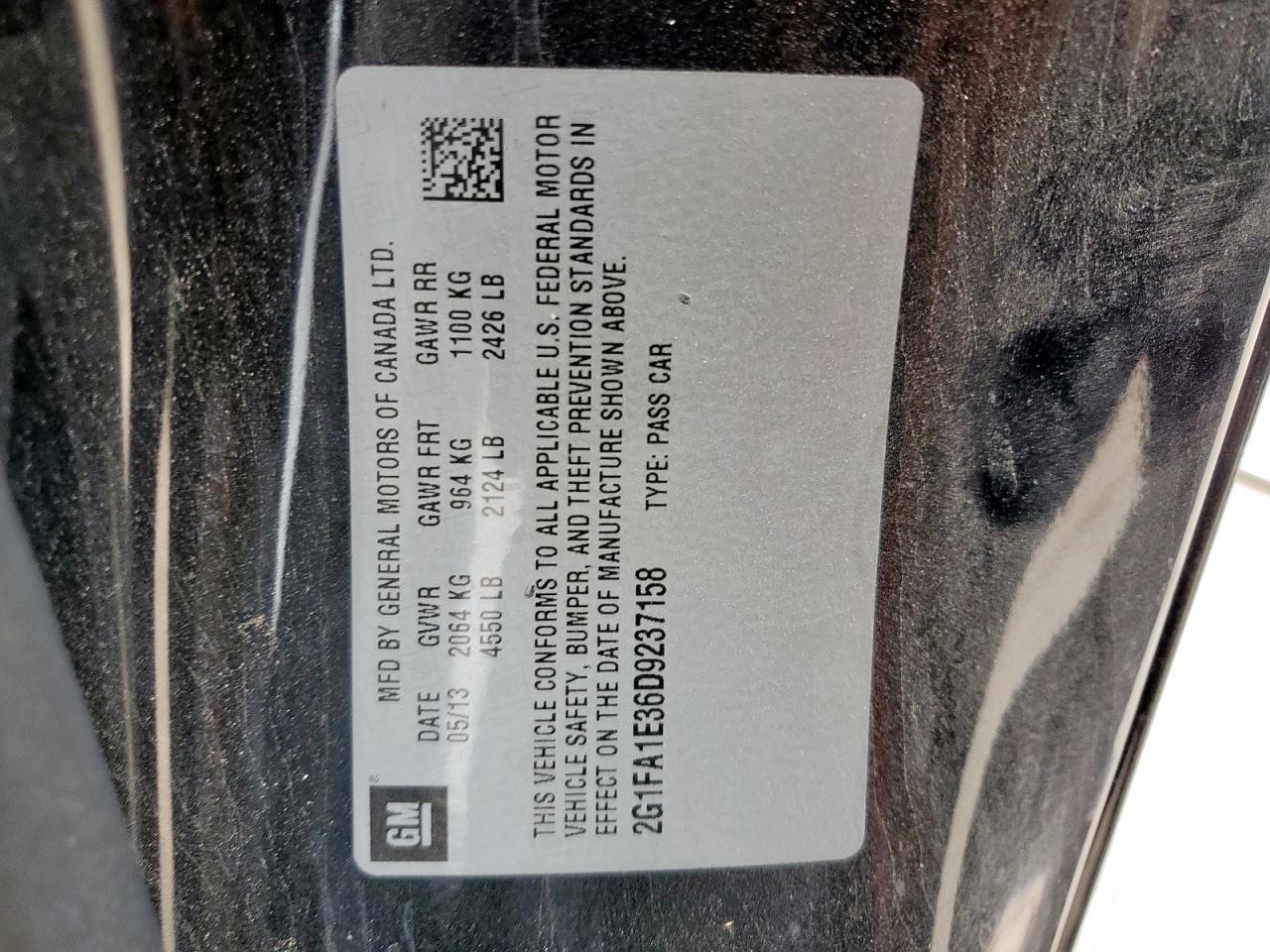 2013 Chevrolet Camaro Ls VIN: 2G1FA1E36D9237158 Lot: 93351305