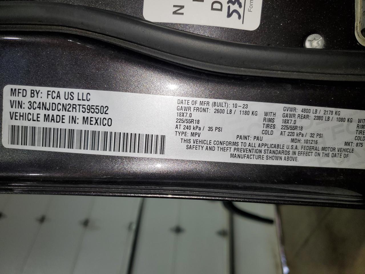 2024 Jeep Compass Limited VIN: 3C4NJDCN2RT595502 Lot: 93665995