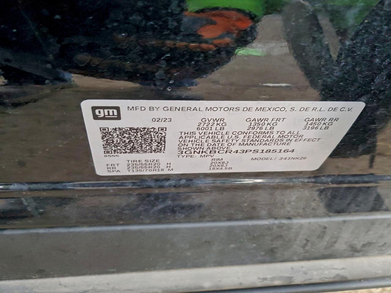 2023 Chevrolet Blazer 2Lt VIN: 3GNKBCR43PS185164 Lot: 94107815