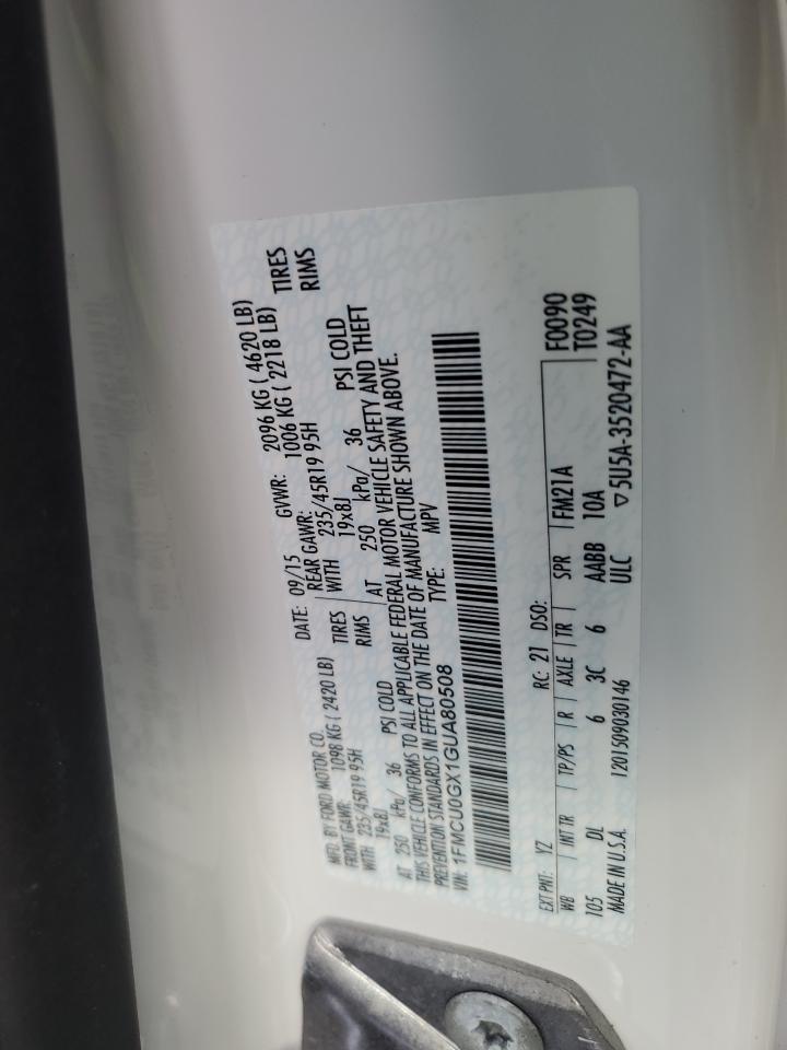 2016 Ford Escape Se VIN: 1FMCU0GX1GUA80508 Lot: 93462425