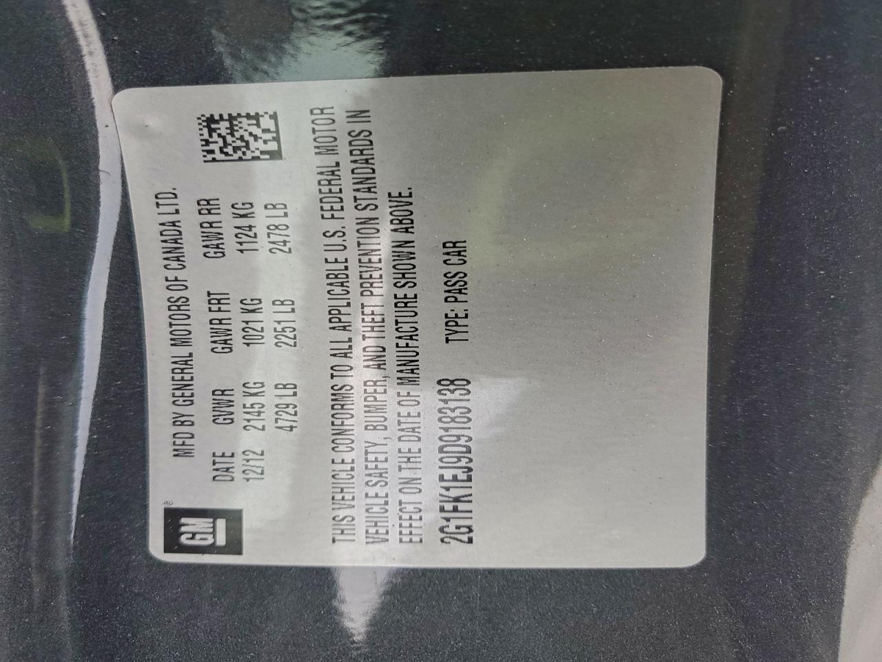 2013 Chevrolet Camaro 2Ss VIN: 2G1FK1EJ9D9183138 Lot: 93436125