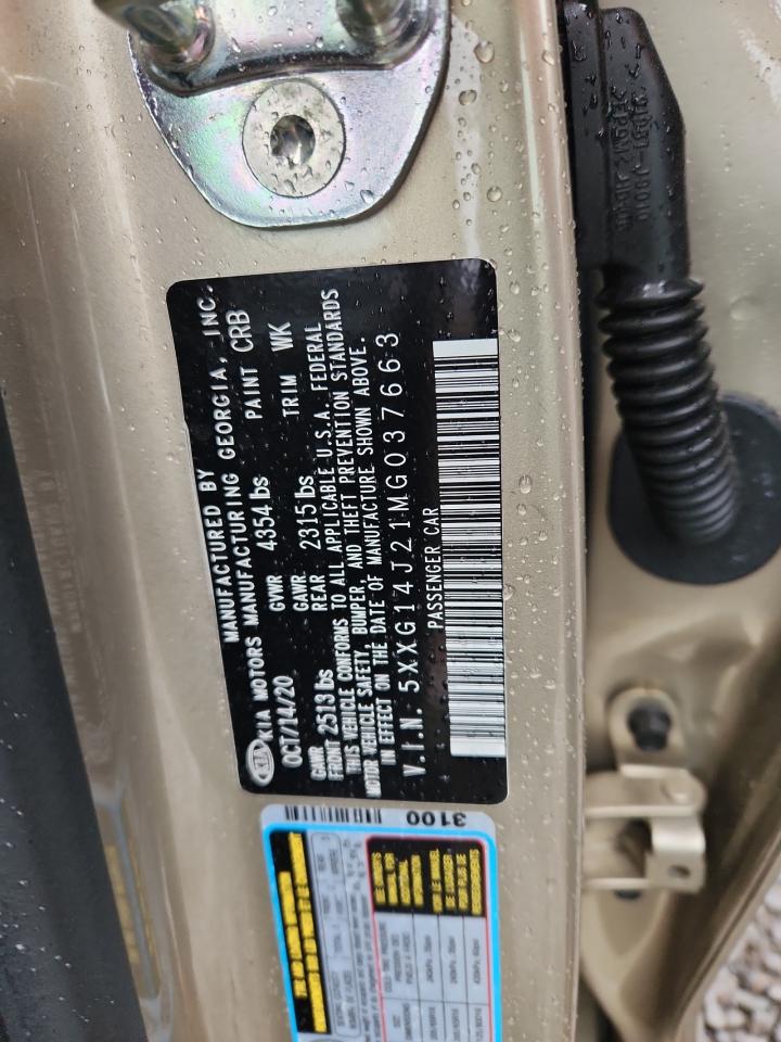 2021 Kia K5 Lxs VIN: 5XXG14J21MG037663 Lot: 91132195