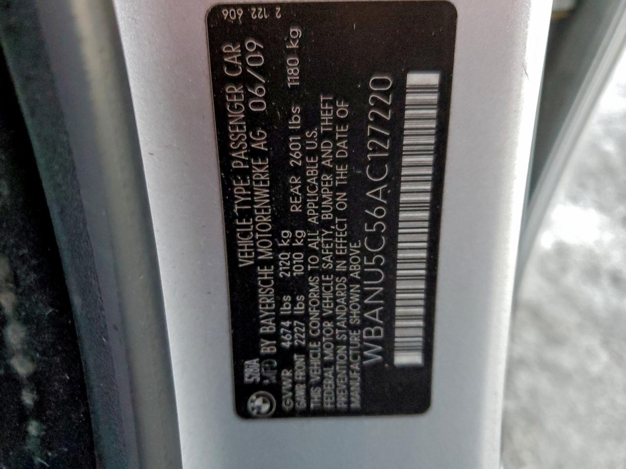 2010 BMW 528 I VIN: WBANU5C56AC127220 Lot: 94907015