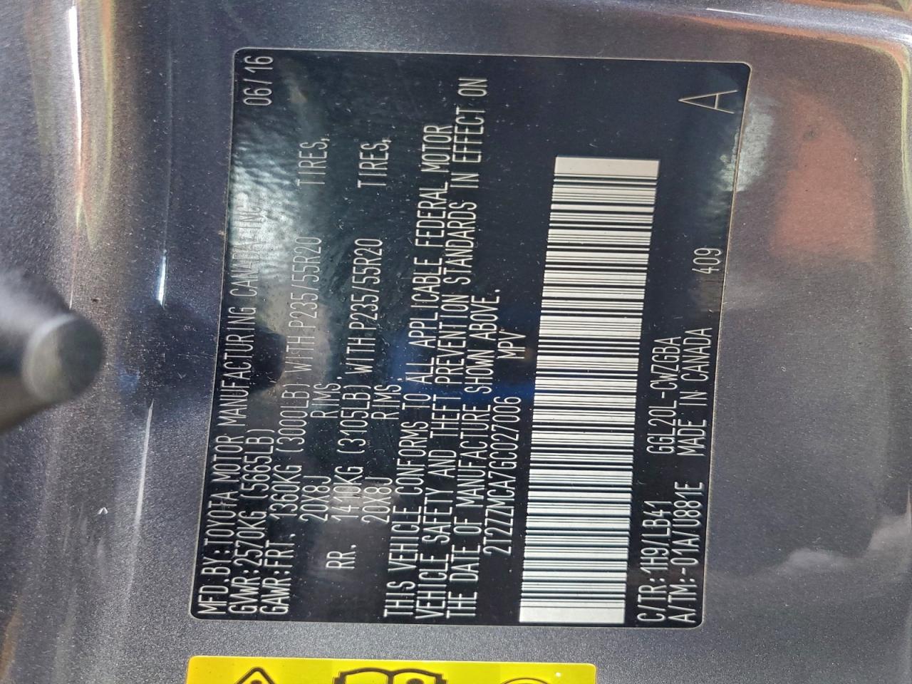 2016 Lexus Rx 350 VIN: 2T2ZZMCA7GC027006 Lot: 92765775