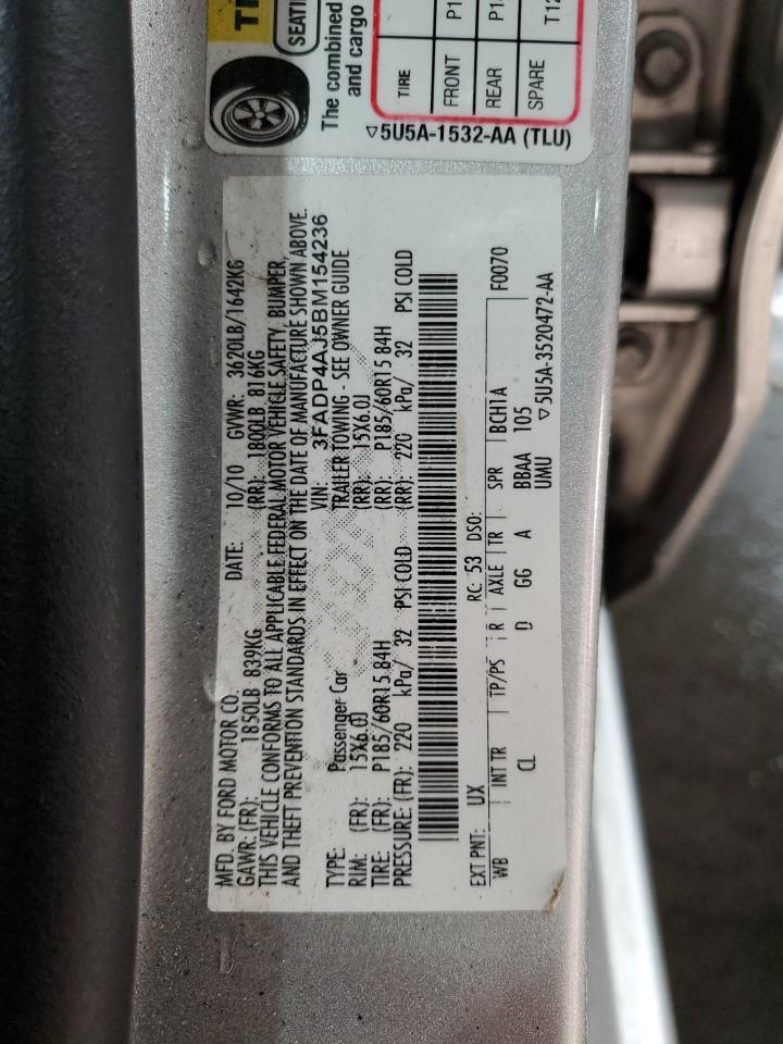 2011 Ford Fiesta S VIN: 3FADP4AJ5BM154236 Lot: 92202405