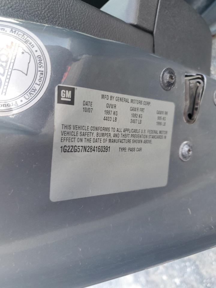 2008 Pontiac G6 Base VIN: 1G2ZG57N284160391 Lot: 92405965