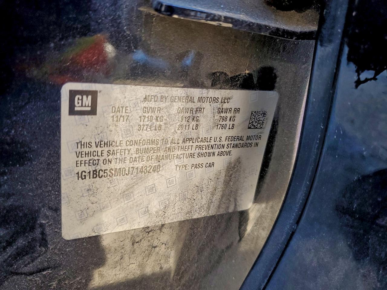 2018 Chevrolet Cruze Ls VIN: 1G1BC5SM0J714240 Lot: 94807725