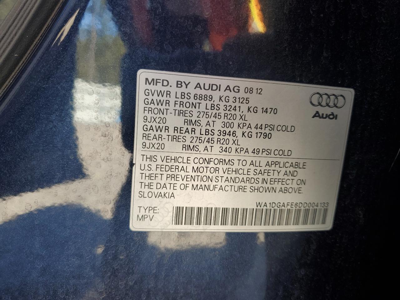2013 Audi Q7 Prestige VIN: WA1DGAFE6DD004133 Lot: 92820675